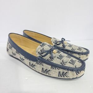 Michael Kors Womens Juliette Moc Vanilla Loafers Shoes Monogram Jacquard Size 9M